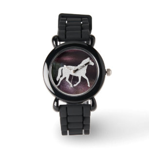 Montre assez pourpre et argentée de cheval de