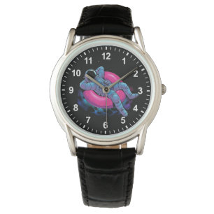 Montre Astronaute drôle chevauchant un donut 