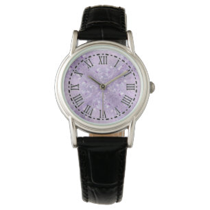 Montre au motif floral mauve pastel doux