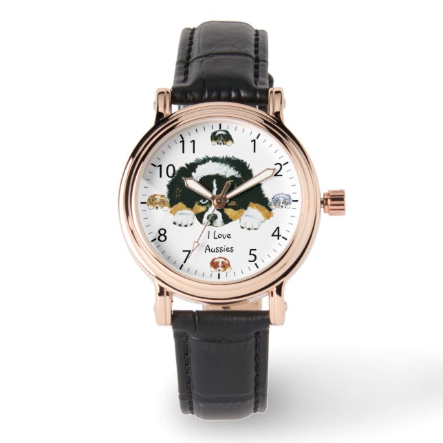 Montre Australian Shepherd Puppy Womens Watch (Recto)