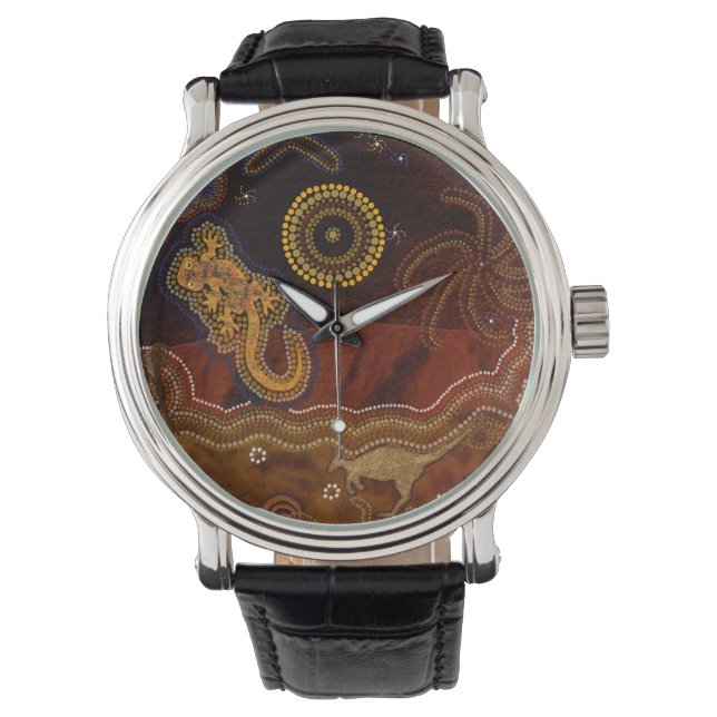 Montre Australie Aborigène Désert Outback thème Art II (devant)