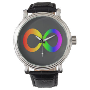 Montre Autisme personnalisé Infinité arc-en-ciel Symbole