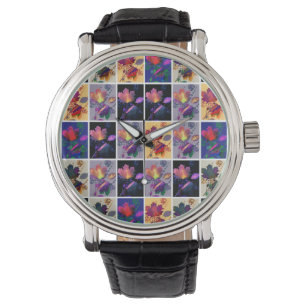 Montre Autumn Leaves Rustic Patchwork