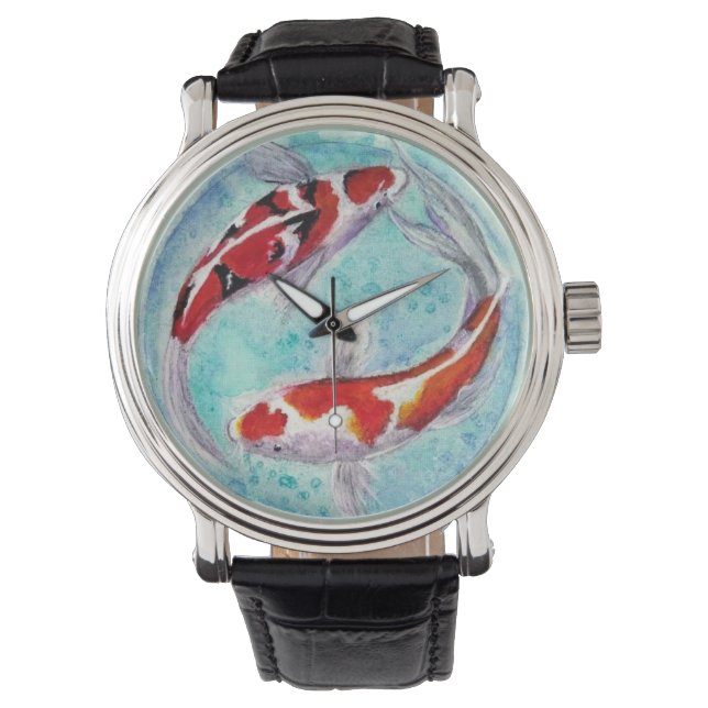 Montre aux hommes. Design Koi Karp japonais (devant)