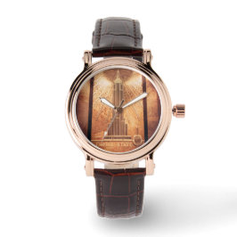 Montre avec Musique en Cuir Brown et Design Souven