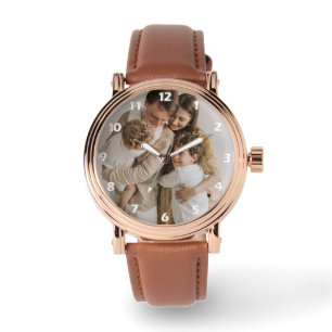 Montre avec photo de famille personnalisée et chif