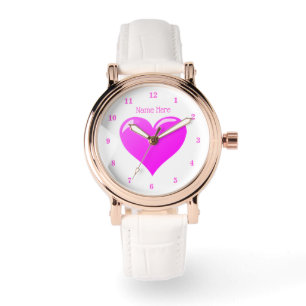 Montre avec texte de nom personnalisé et cœur