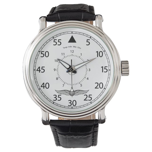 Montre Aviateurs Airline, White Tango India Echo Mike (devant)