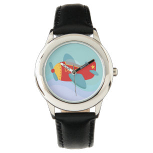 Montre Avion de dessin animé coloré et adorable pour les 