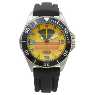 Montre Avion militaire sport jaune vintage