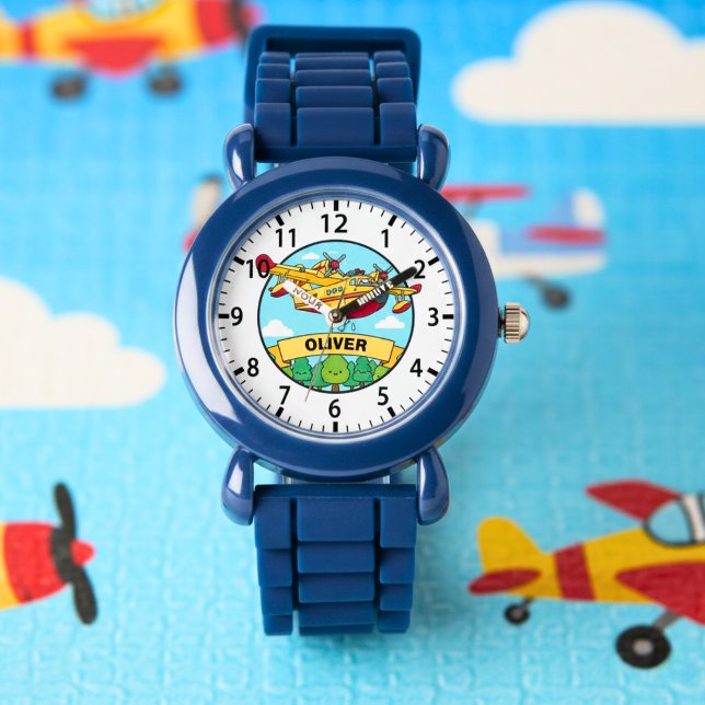 Montre Badge d'avion de lutte contre l'incendie de dessin (Créateur téléchargé)