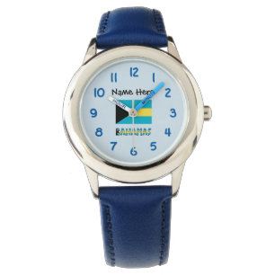 Montre Bahamas et drapeau bahaméen personnalisés