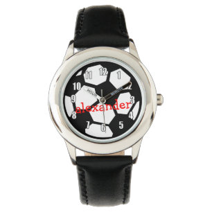 Montre Bal de football noir et nom