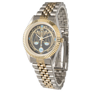 Montre Balances Libra, Opal et Gold Zodiac personnalisé