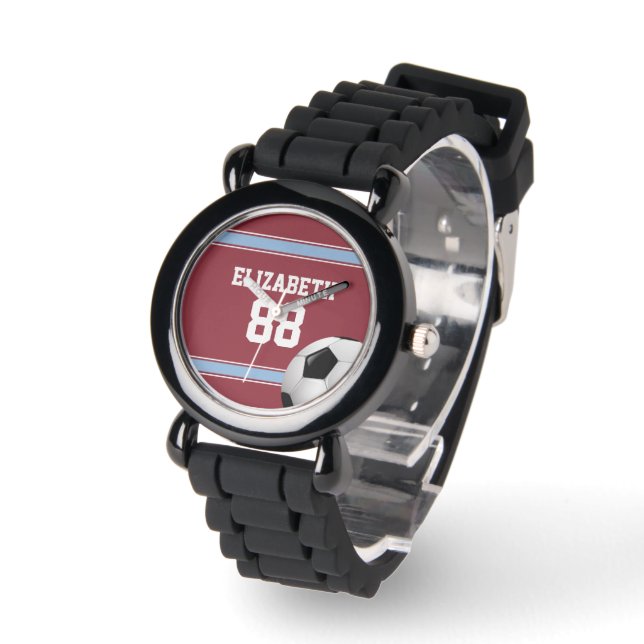 Montre Balle de soccer Jersey Claret Blue Stripes (Angle)