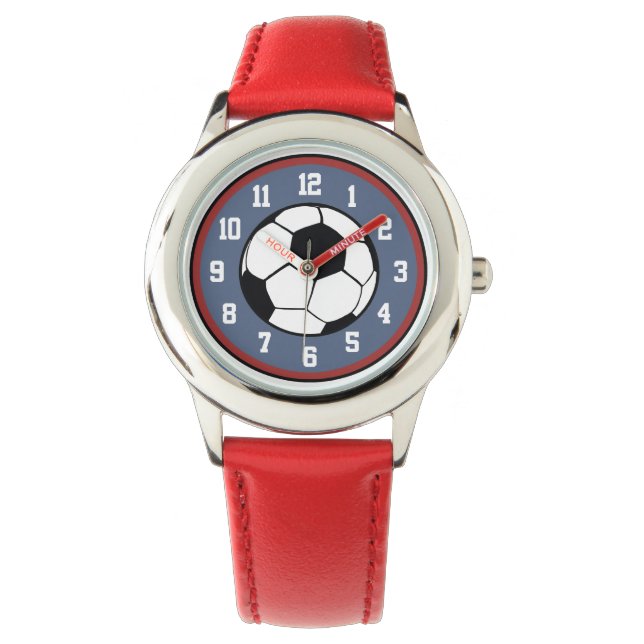 Montre Balle de soccer Rouge Blanc Bleu (devant)