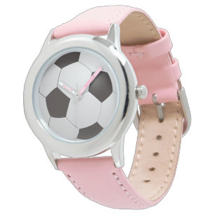 Montre ballon de foot rose pour enfants