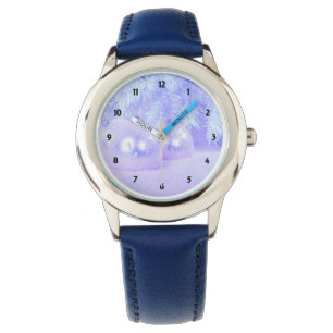 Montre Ballons de Noël bleu sur neige Blue Hue Watch