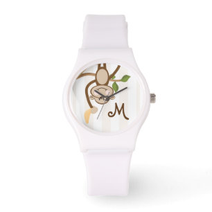 Montre Banane décorée d'un monogramme de singe