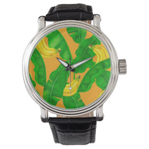 Montre Bananes et aquarelle feuille