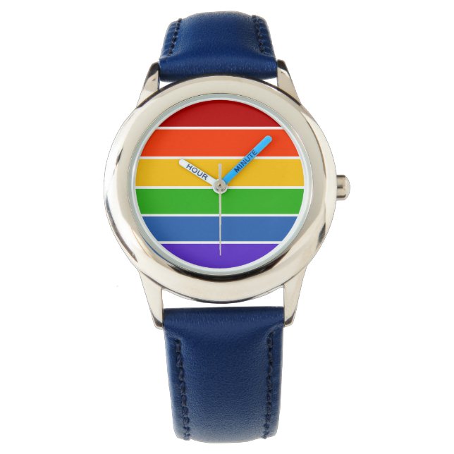 Montre Bande arc-en-ciel blanche (devant)