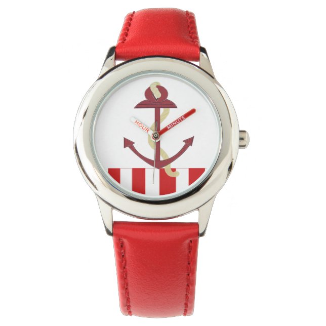 Montre Bande rouge Ancre marine (devant)