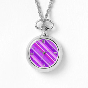 Montre Bandes de bonbons en couches - violet et orchidée