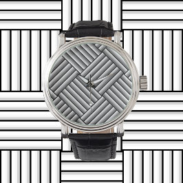 Montre Bandes modernes en noir, blanc et gris - cool