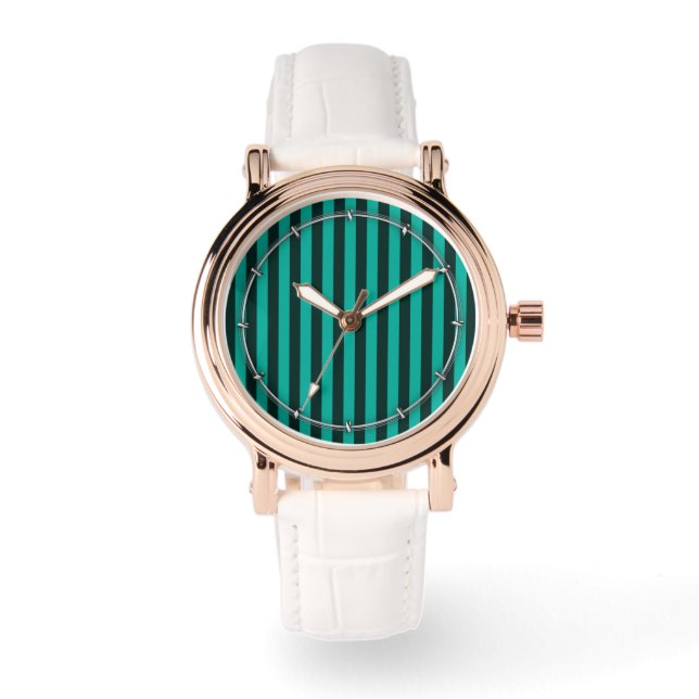 Montre Bandes verticales turquoise Peacock (Recto)
