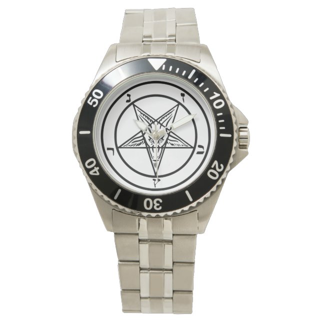 Montre Baphomet noir personnalisable (devant)
