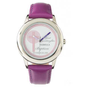 Montre Baptême Grande Petite-Fille Dentelle Rose Personna