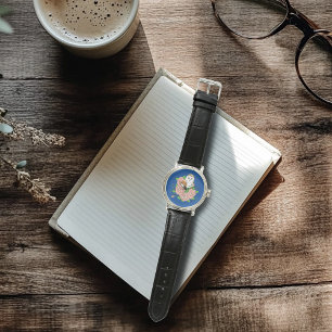 Montre Barne Chouette Fleurs roses Bleu