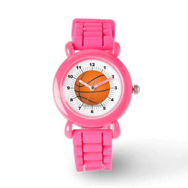 Montre Basket-ball rose Parties scintillant pour enfant m (Recto)