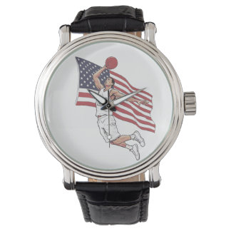 Montre Basketball USA Dunk Drapeau Américain Couleur Art