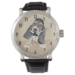 Montre Basset Hound Peinture Chiot - Art Chien original