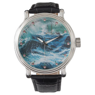 Montre Bateau dans la mer dans la tempête