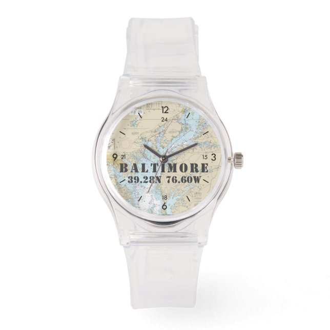 Montre Bateau nautique Baltimore MD Latitude Longitude (Recto)
