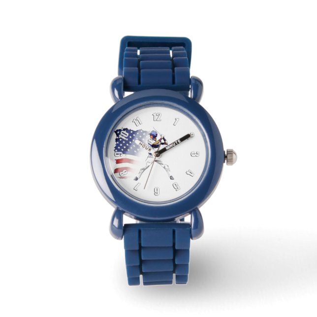 Montre Batter ! - Baseball Player et USA Flag Watch (Recto)