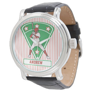Montre Batterie de baseball personnalisée Star Rouge