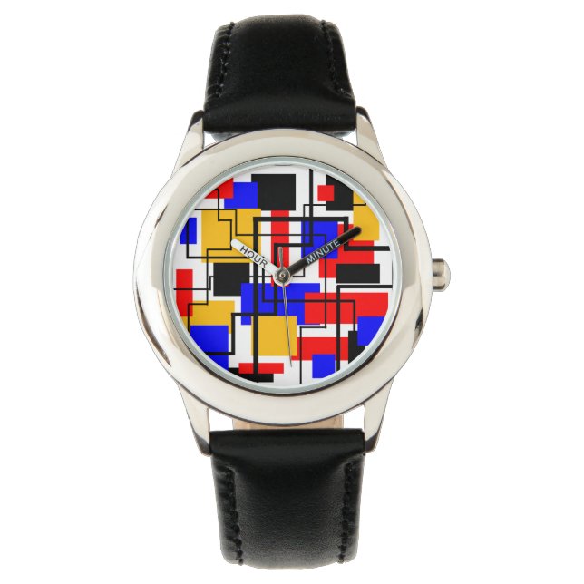 Montre Bauhaus Rectangles et lignes - Blanc (devant)