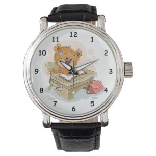 Montre Bear de dessin mignon Écrire un livre