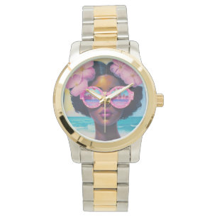 Montre Beauté tropicale dans les tons roses