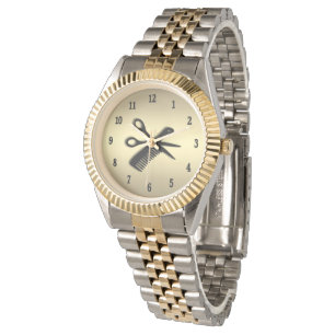 Montre Beautician / Barber Design Or avec chiffres noirs