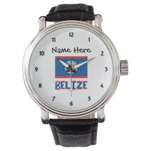 Montre Belize Drapeau bélizien Personnalisé