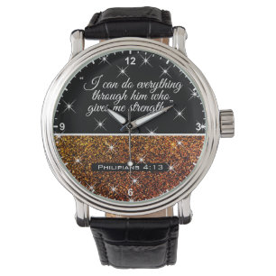 Montre Belle Bible Verse Texte Parties scintillant d'or É