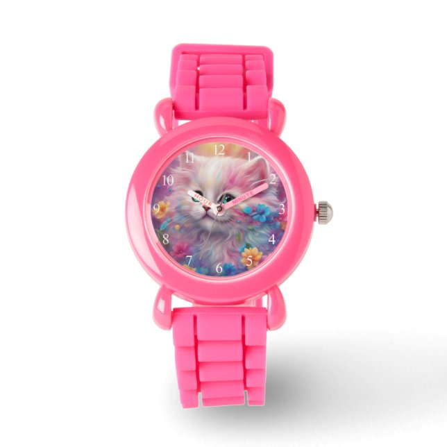 Montre Belle Chat Blanc Fluffy (Recto)
