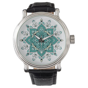 Montre Belle décoration de mandala turquoise