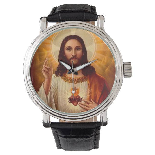 Montre Belle image religieuse Sacré Coeur de Jésus (devant)