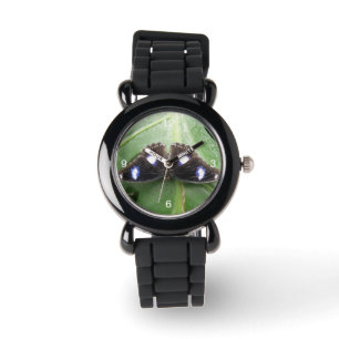 Montre Belle Parties scintillant à papillon bleu tacheté 