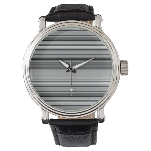 Montre Belles rayures gris noir (devant)
